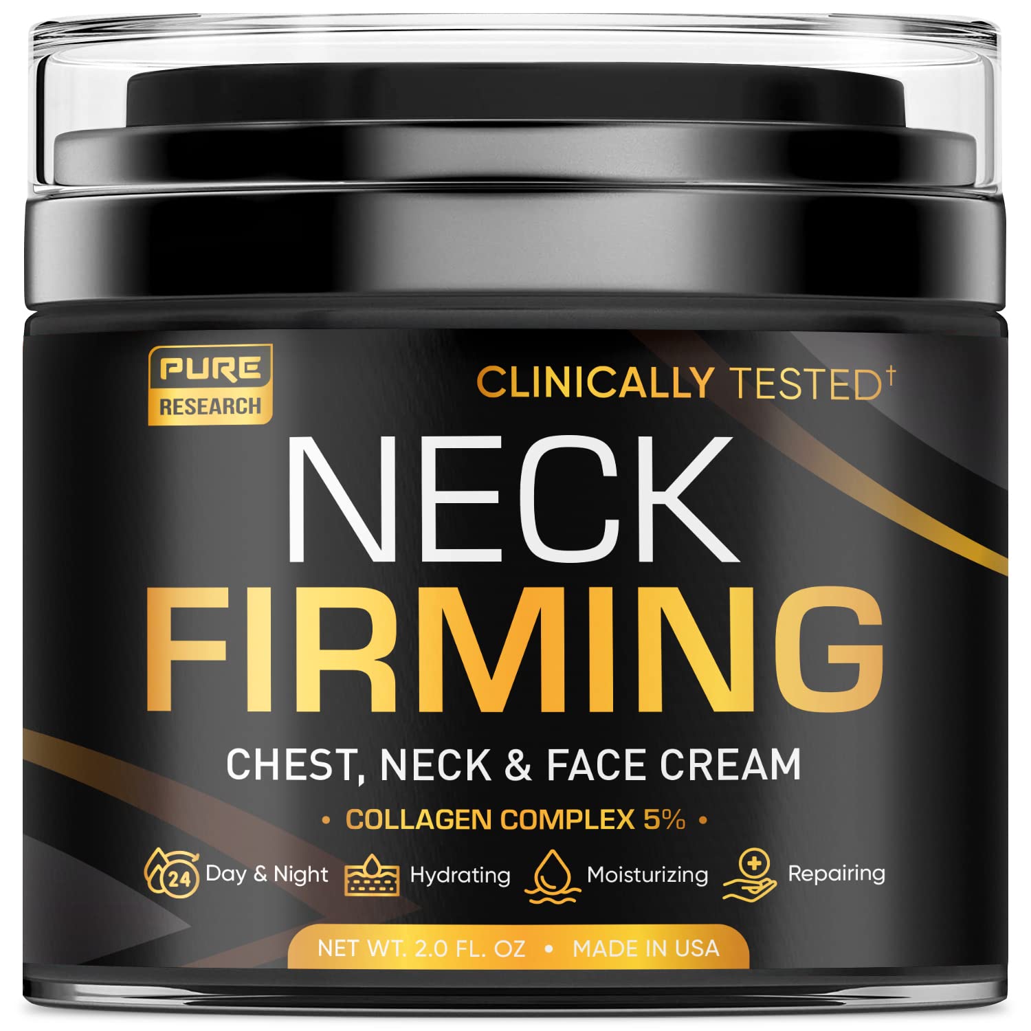Pure Research Neck Firming Cream made in USA signals premium quality and safety.