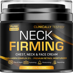 Pure Research Neck Firming Cream tube provides rich hydration for daily neck care.