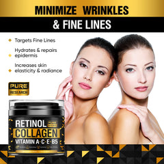 PURE RESEARCH Retinol Face Cream texture close-up shows creamy application.