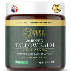 Pure Truth beef tallow skin jar — unscented moisturizer for daily face and body hydration.