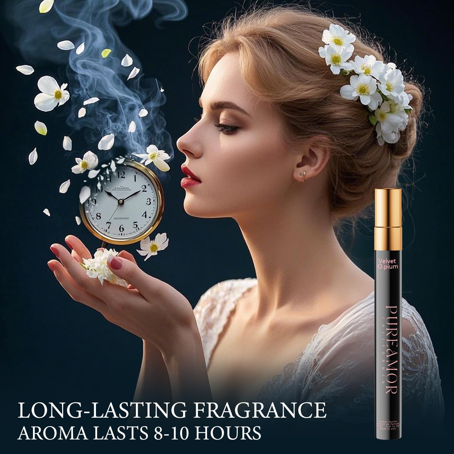 PUREAMOR coffee-jasmine-heart-notes emphasize lasting richness for all-day wear.