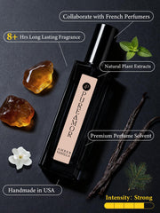 PUREAMOR USA-made perfume bottle emphasizing premium quality.