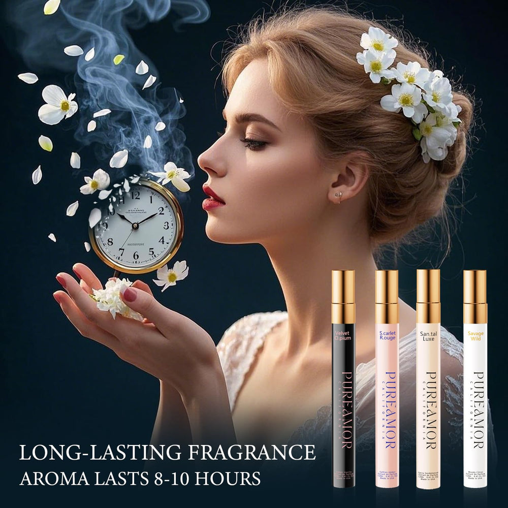 PUREAMOR Travel kit image shows on-the-go fragrance set for journeys and dates.