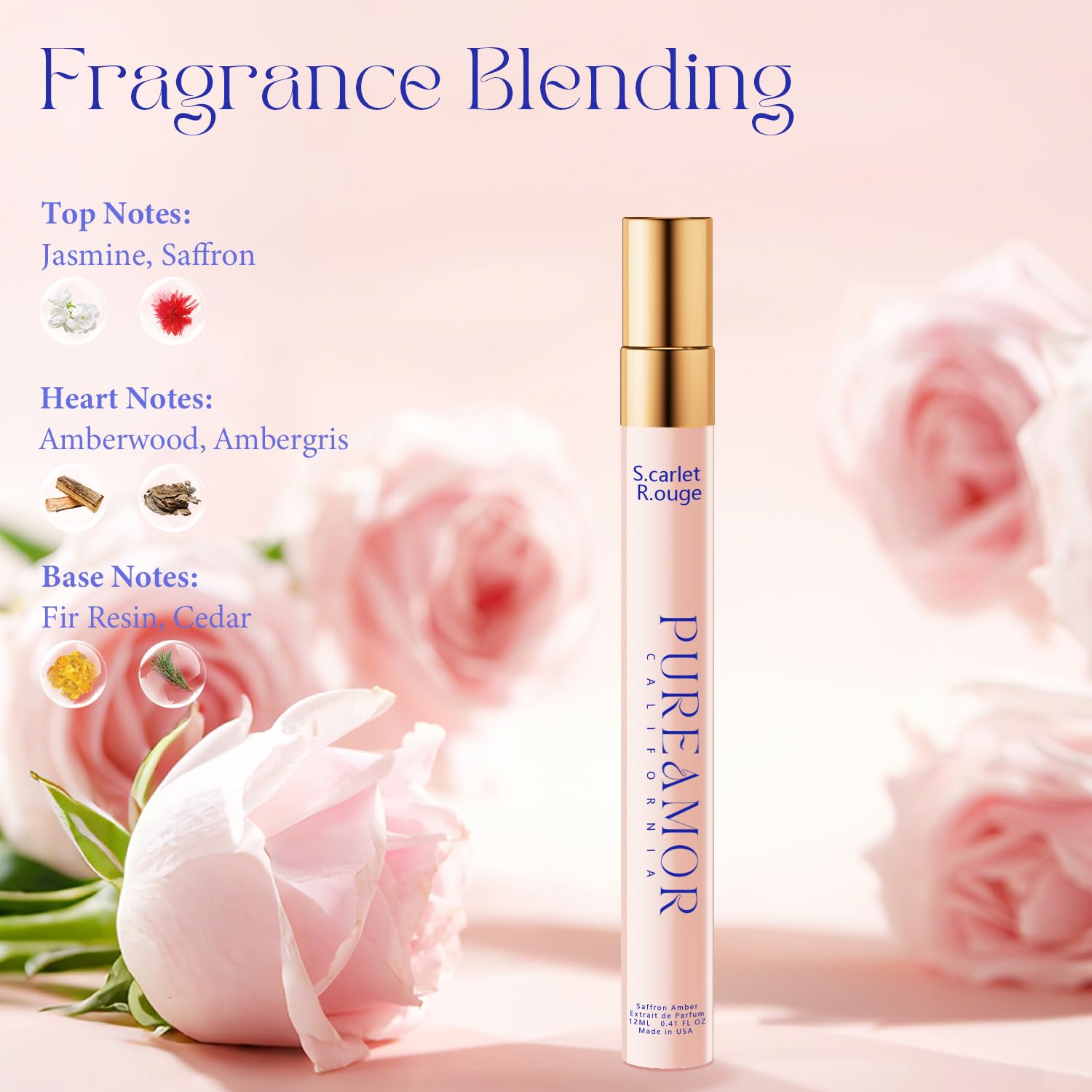 PUREAMOR travel-size perfume spray shows convenient on-the-go luxury.
