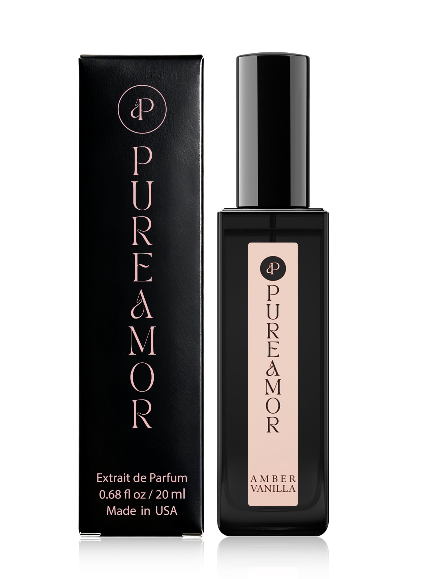 PUREAMOR women's perfume close-up emphasizes luxurious vanilla-amber warmth.