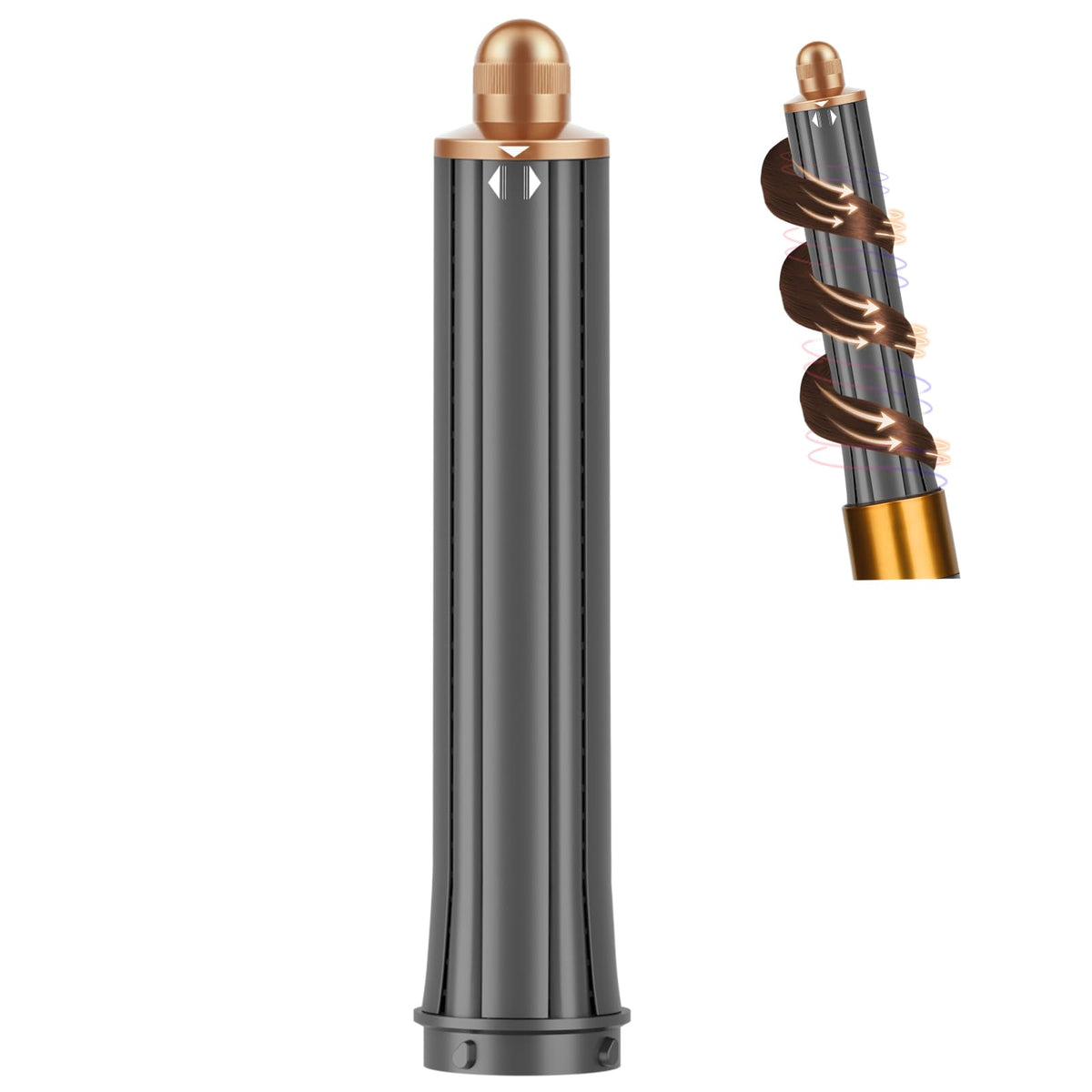 PureGUST long-hair barrel demonstrates Dyson compatibility for easy, quick daily styling.