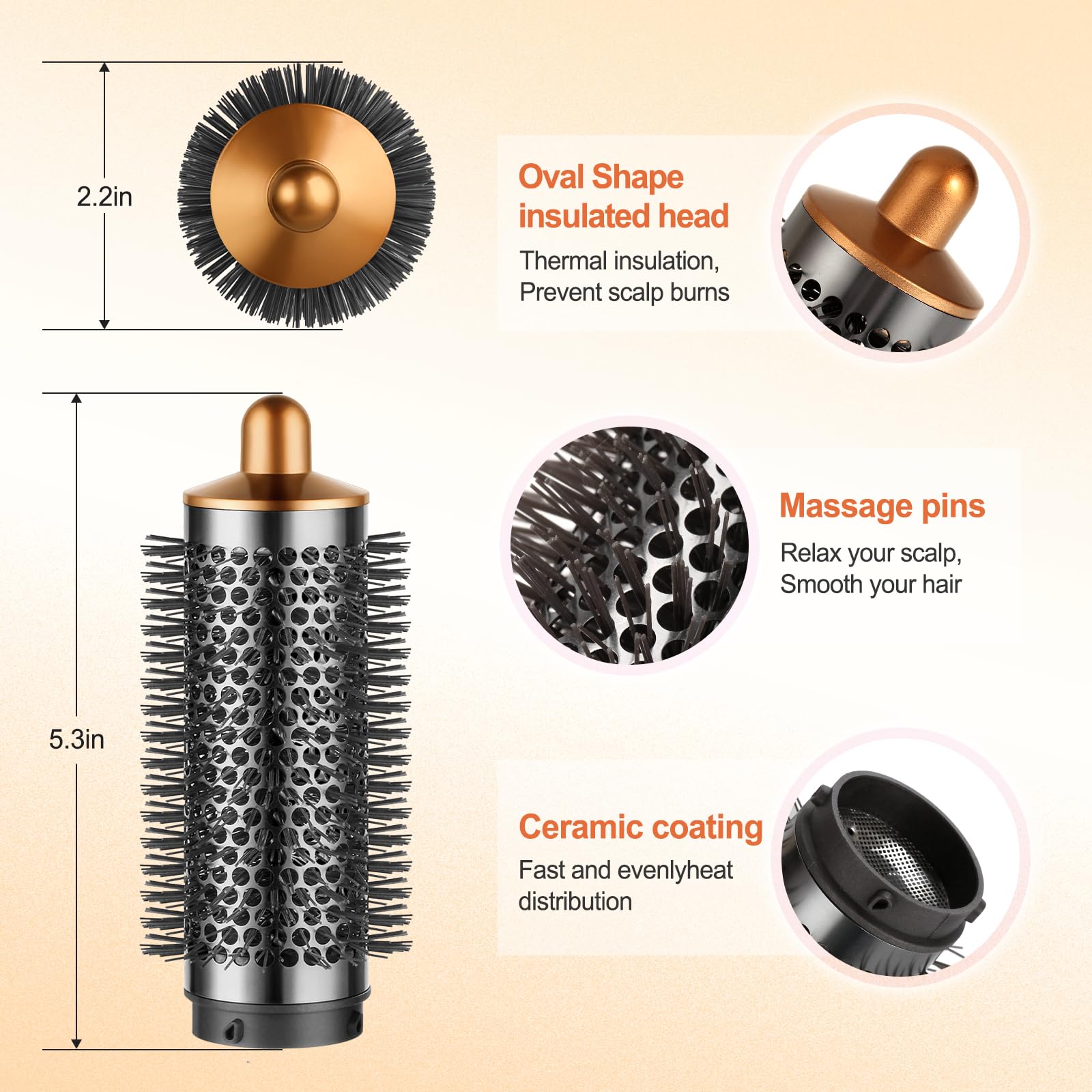PUREGUST packaged round volumizing brush in gold ready for styling.