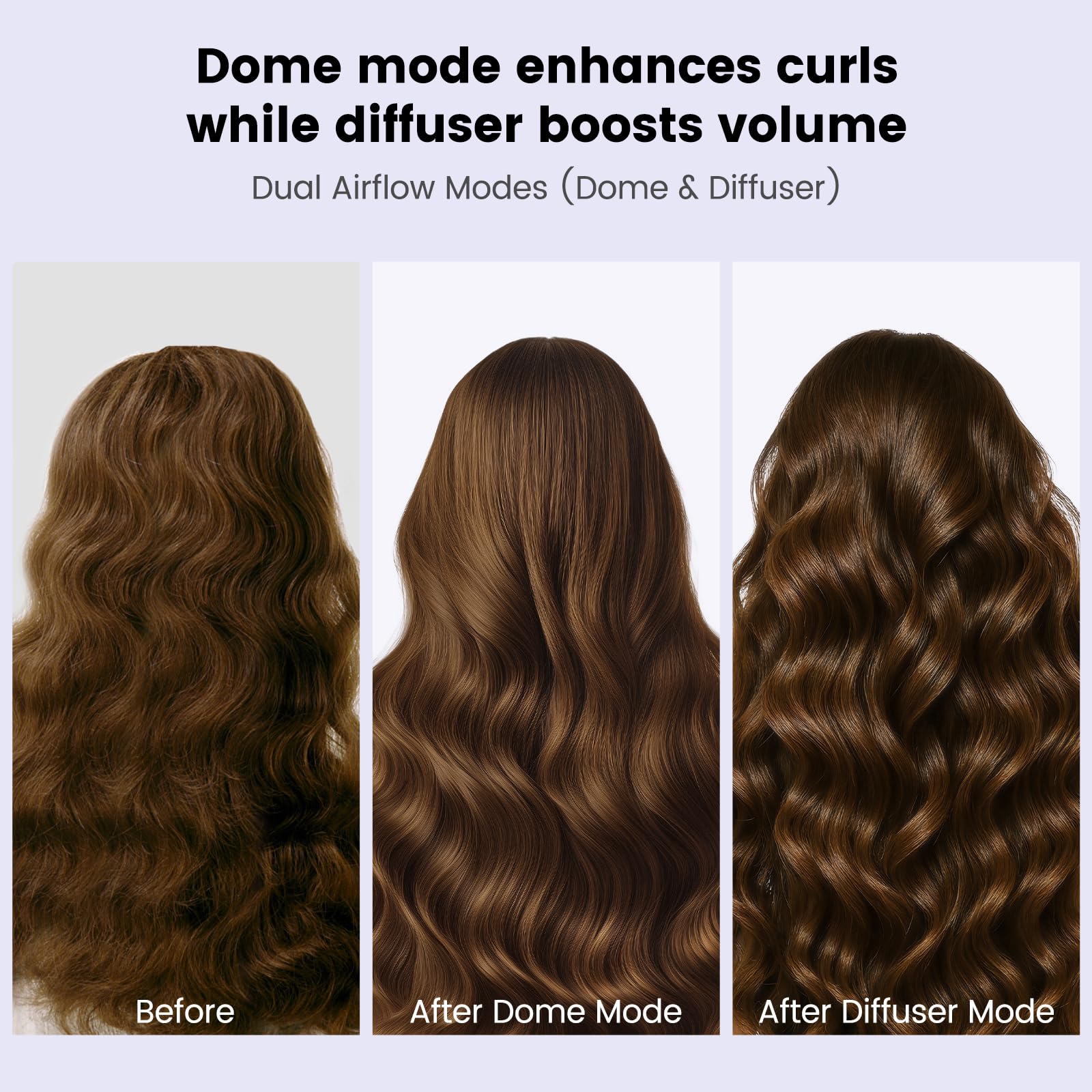 PureGUST Wave Diffuser in diffuse mode adds texture and fullness for natural volume.