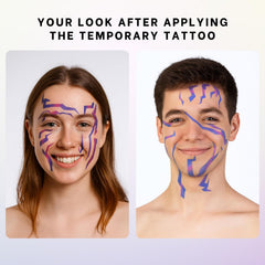 PUREHAIR purple-ombre-tattoo-cheek-halloween detailed art with realistic shading for Halloween looks
