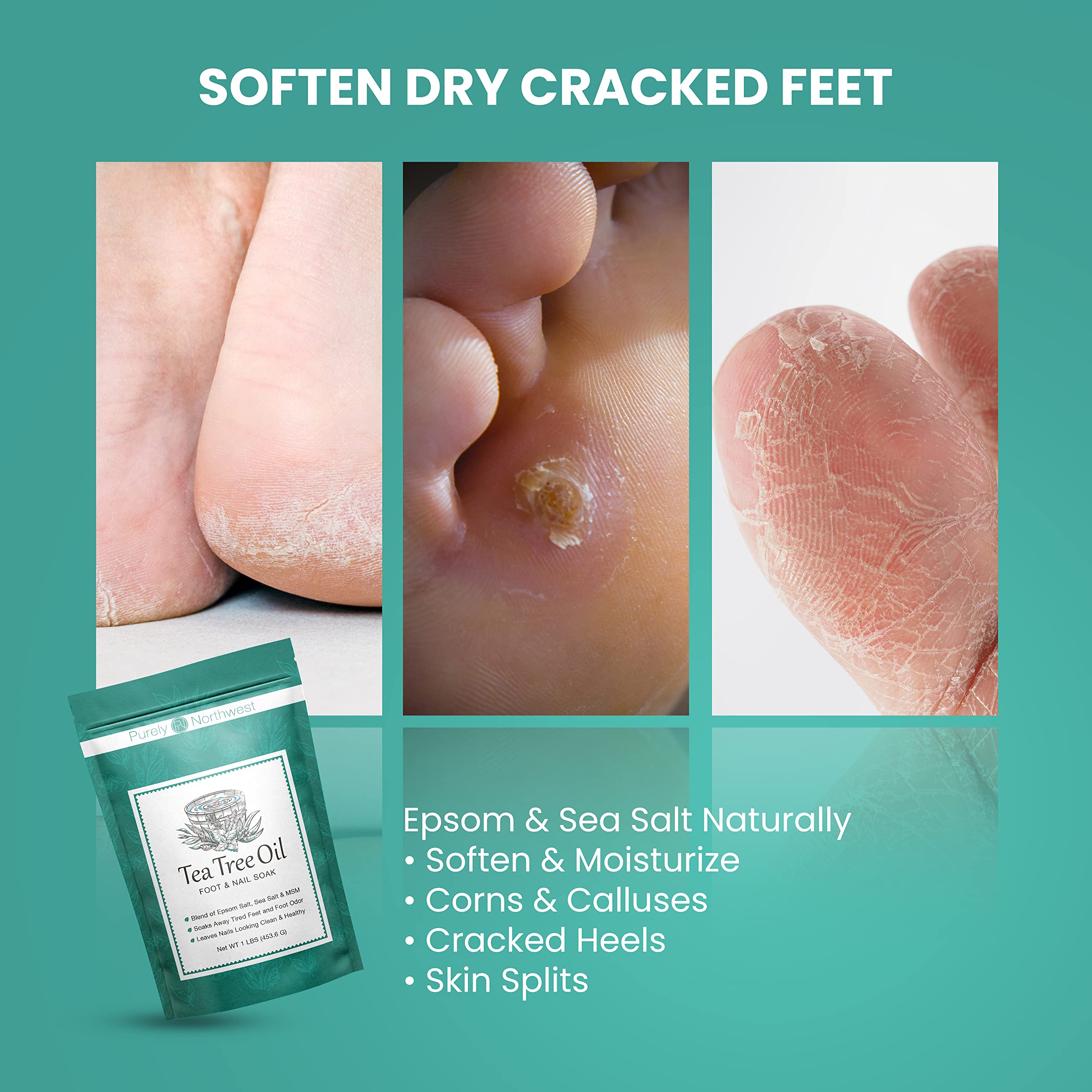 Purely Northwest home foot spa setup featuring soak with sea salt