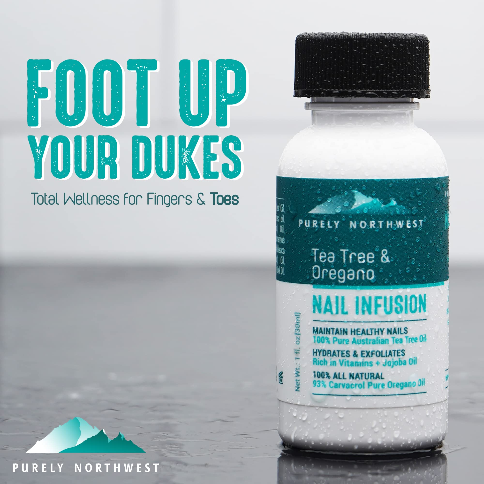 Purely Northwest USA 1oz packaging showcased for travel-friendly nail care.