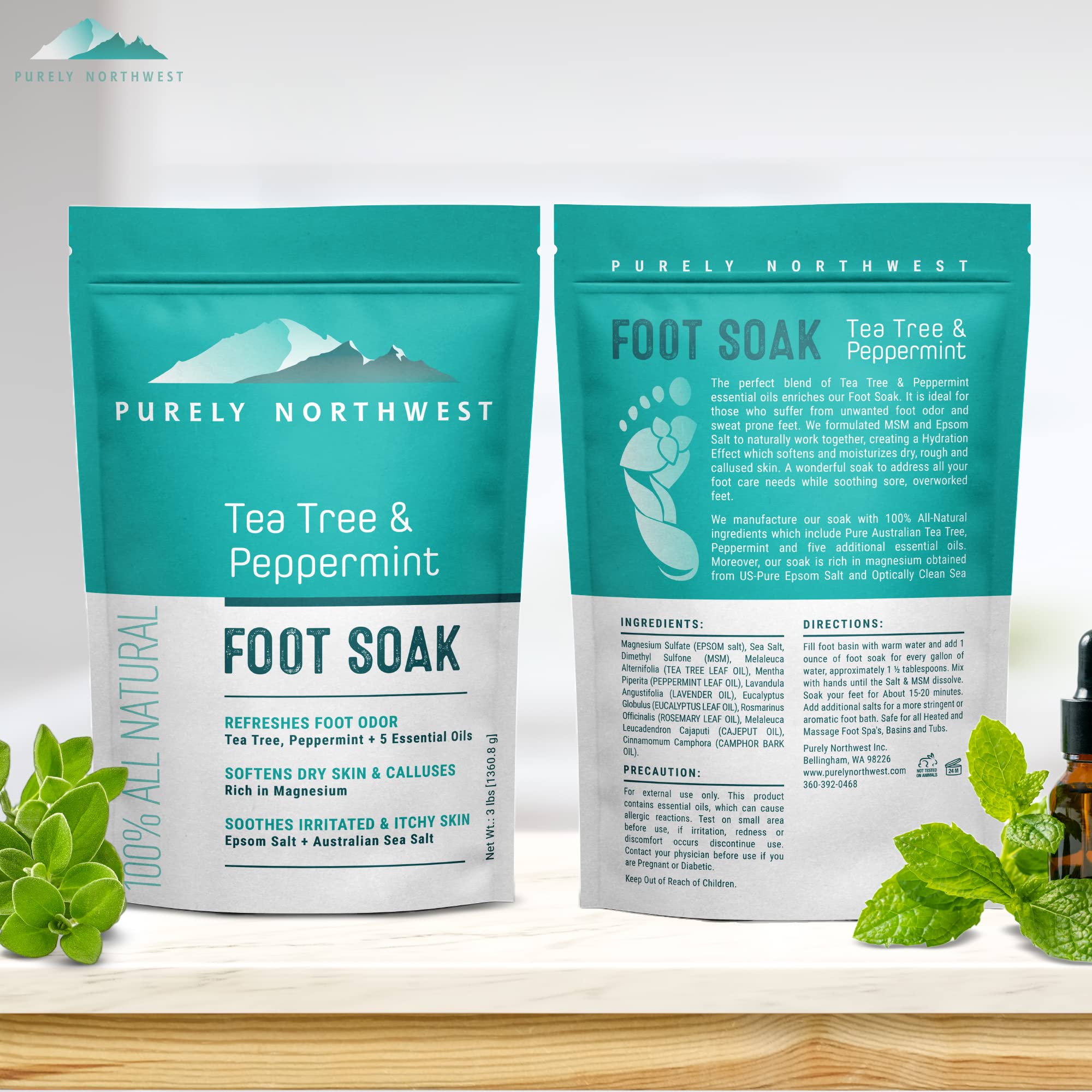 Purely Northwest USA-made Epsom salt signifying high-purity minerals for soothing relief