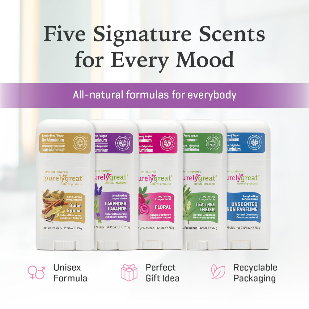 Purelygreat family-friendly deodorant stick for women and men.
