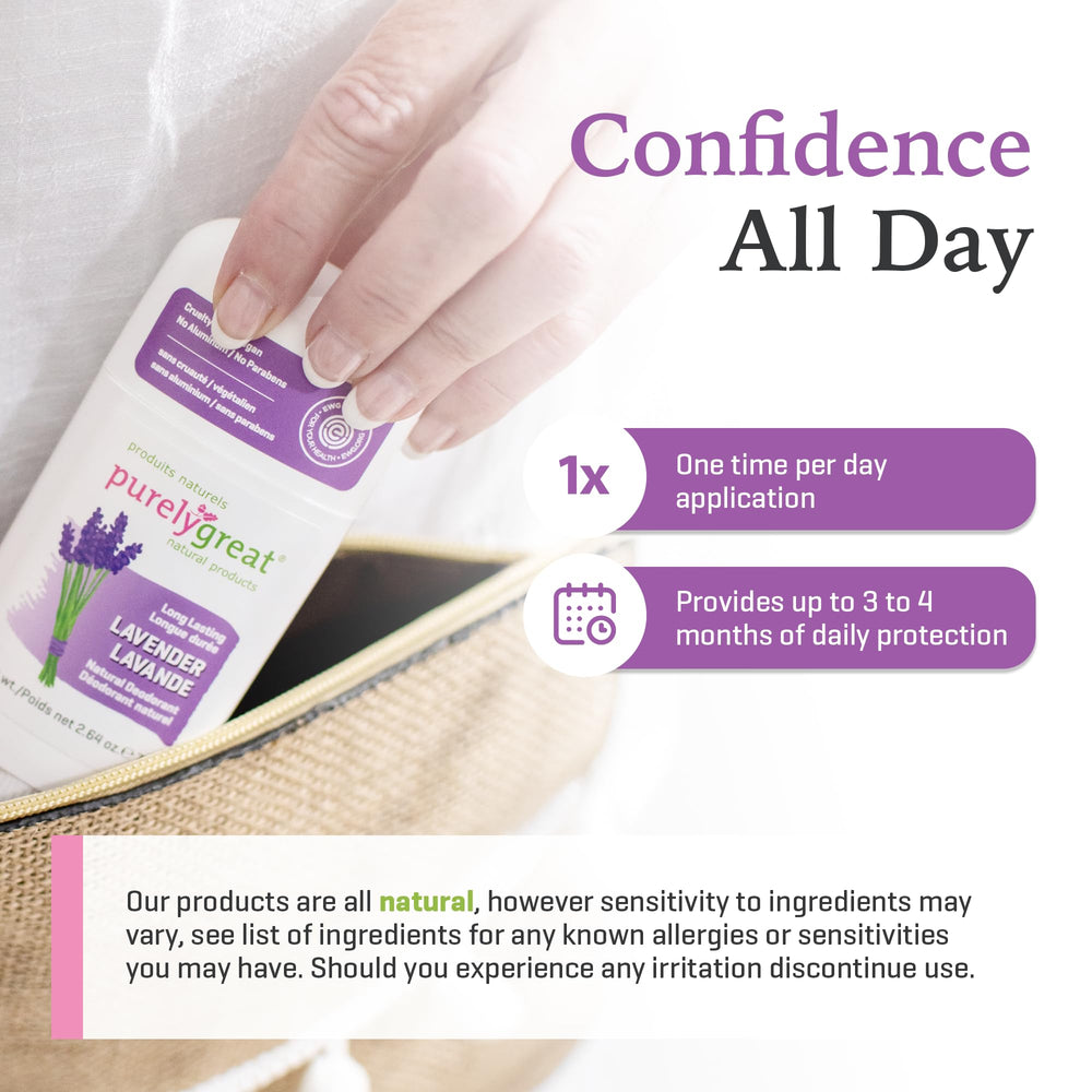 Purelygreat lavender formula notes absence of aluminum and parabens.