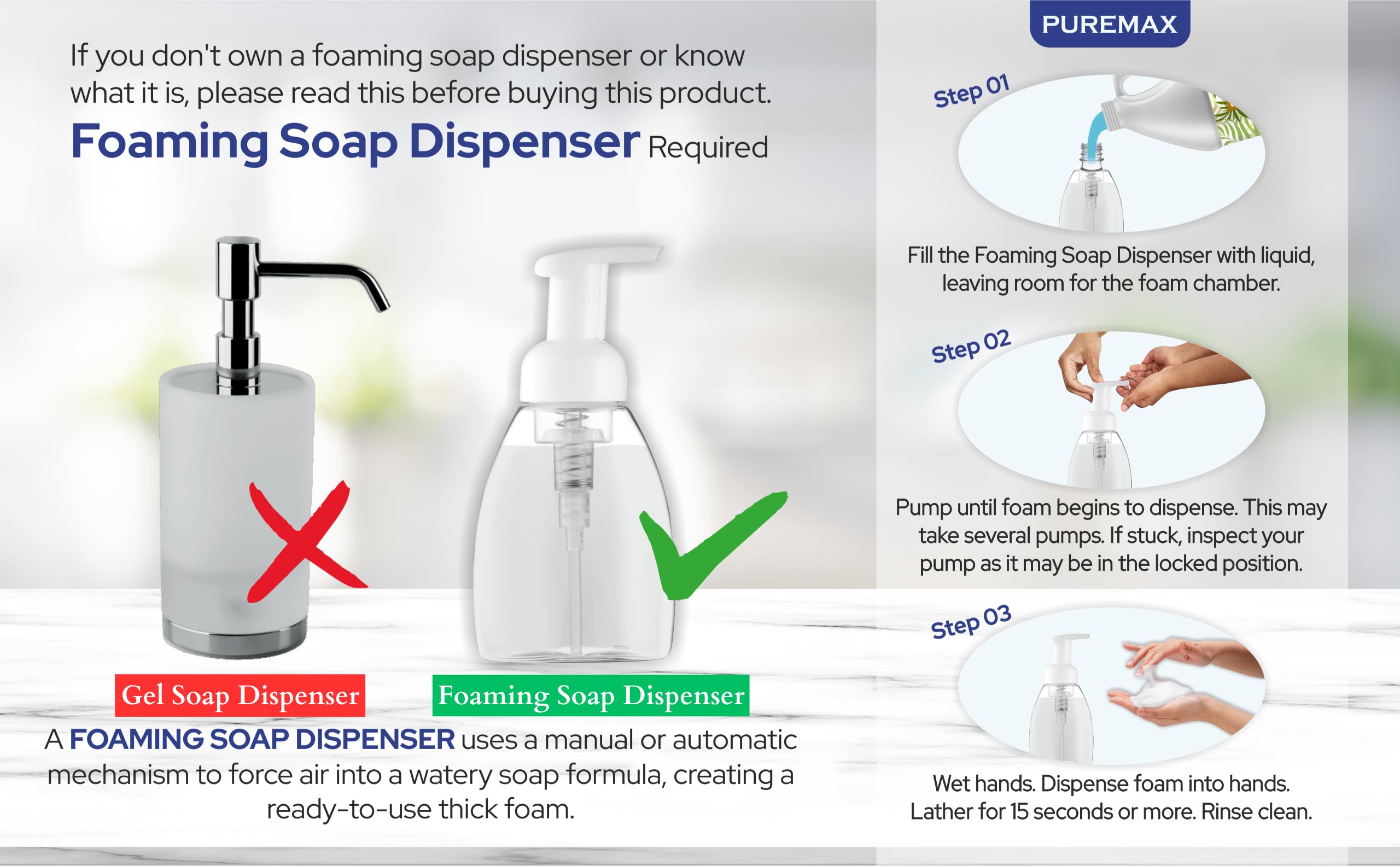 Puremax used in high-traffic areas demonstrates durable, long-lasting hand washing for offices.