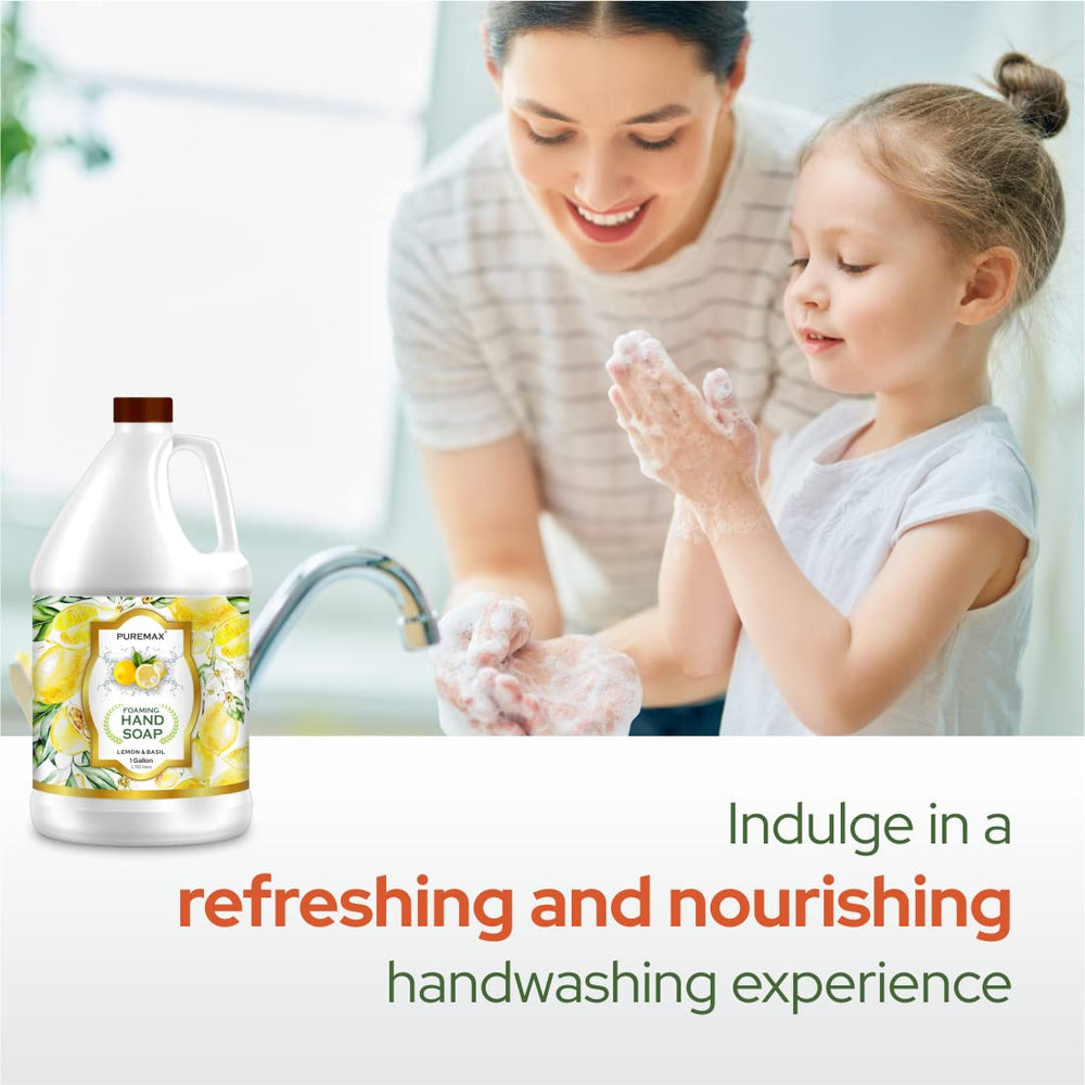 Puremax Lemon Basil soap lather close-up shows creamy foam and gentle cleansing.