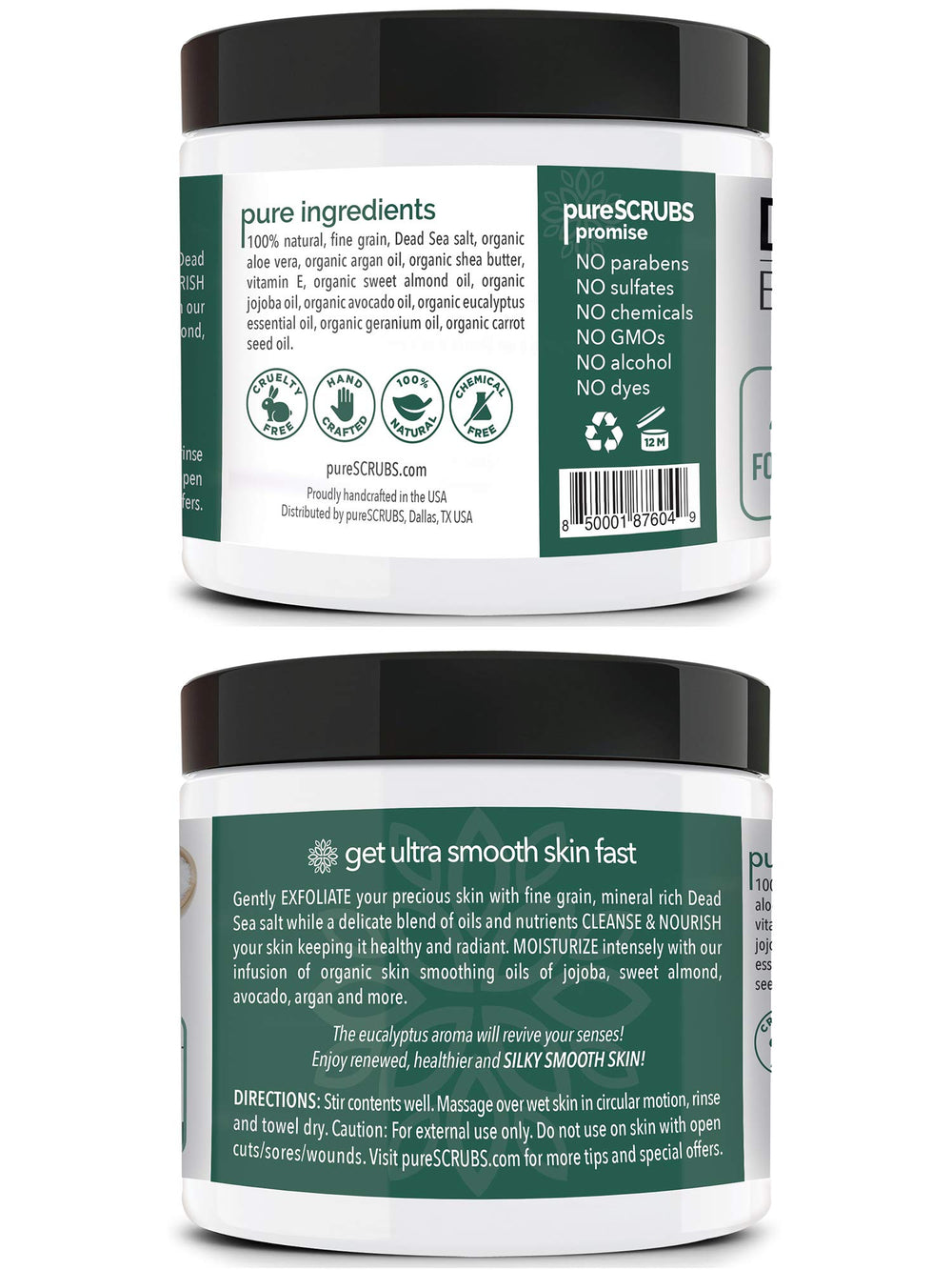 pureSCRUBS wooden spoon included for precise scooping and mess-free application