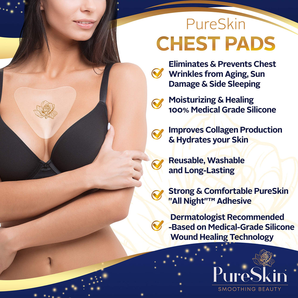 PureSkin Chest Wrinkle Pads close-up showing silicone gel texture for gentle smoothing.