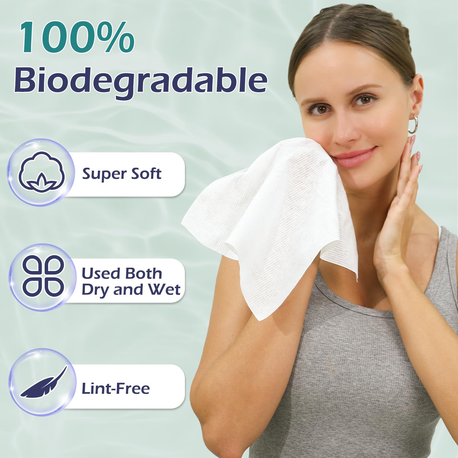 PureSoftness disposable towel—eco-friendly biodegradable option for on-the-go skincare.