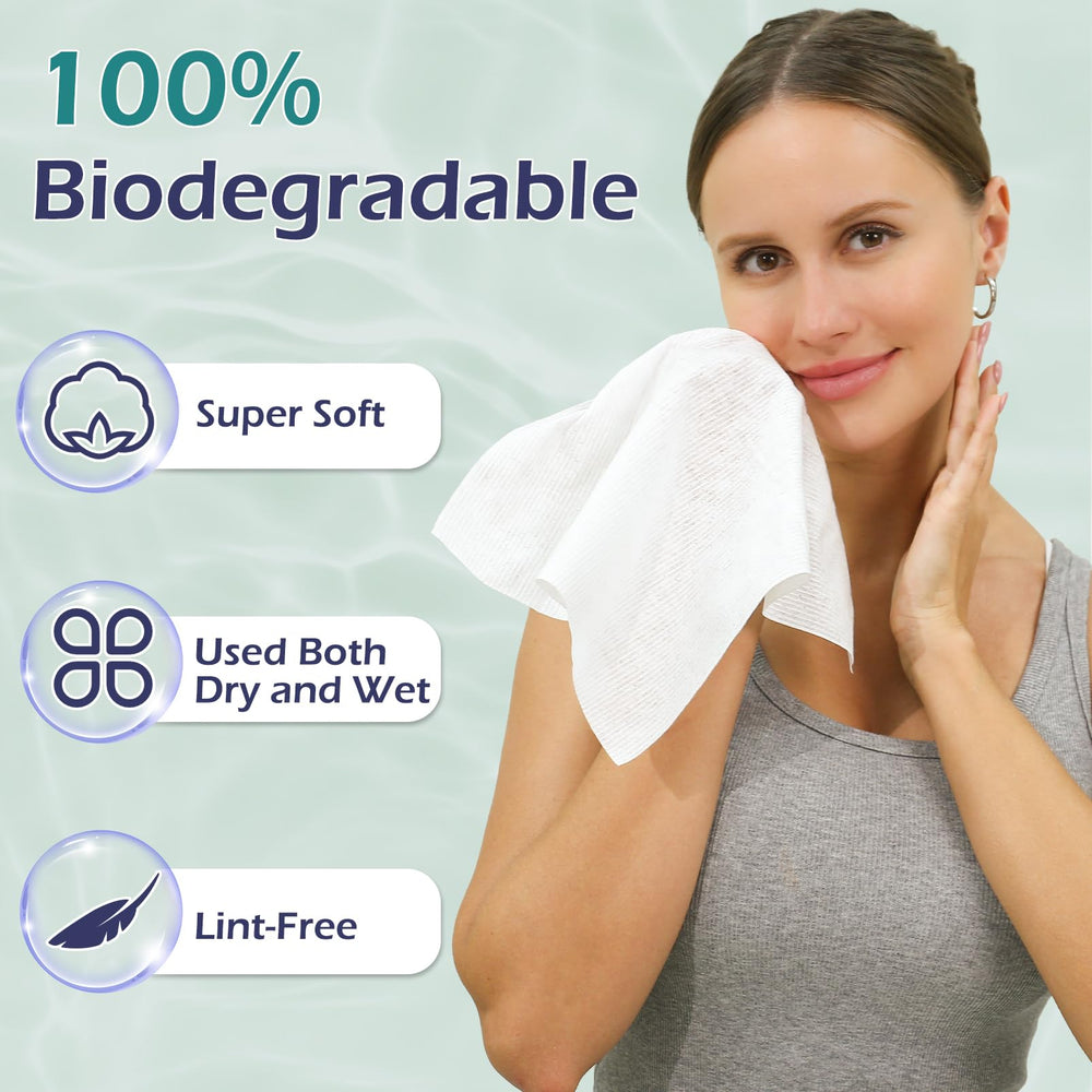 PureSoftness disposable towel—eco-friendly biodegradable option for on-the-go skincare.