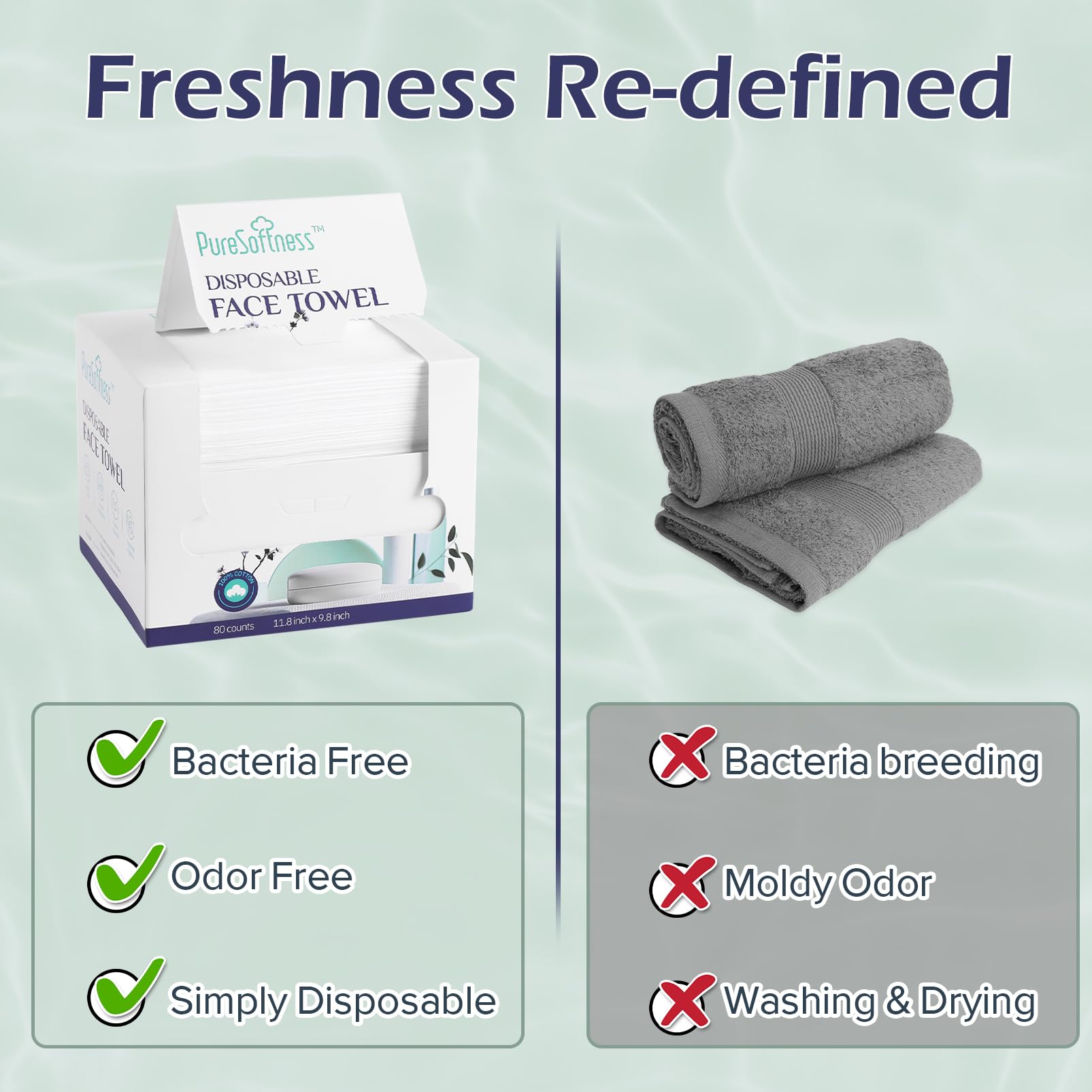 PureSoftness makeup removal towel—effective cleansing with absorbent surface.