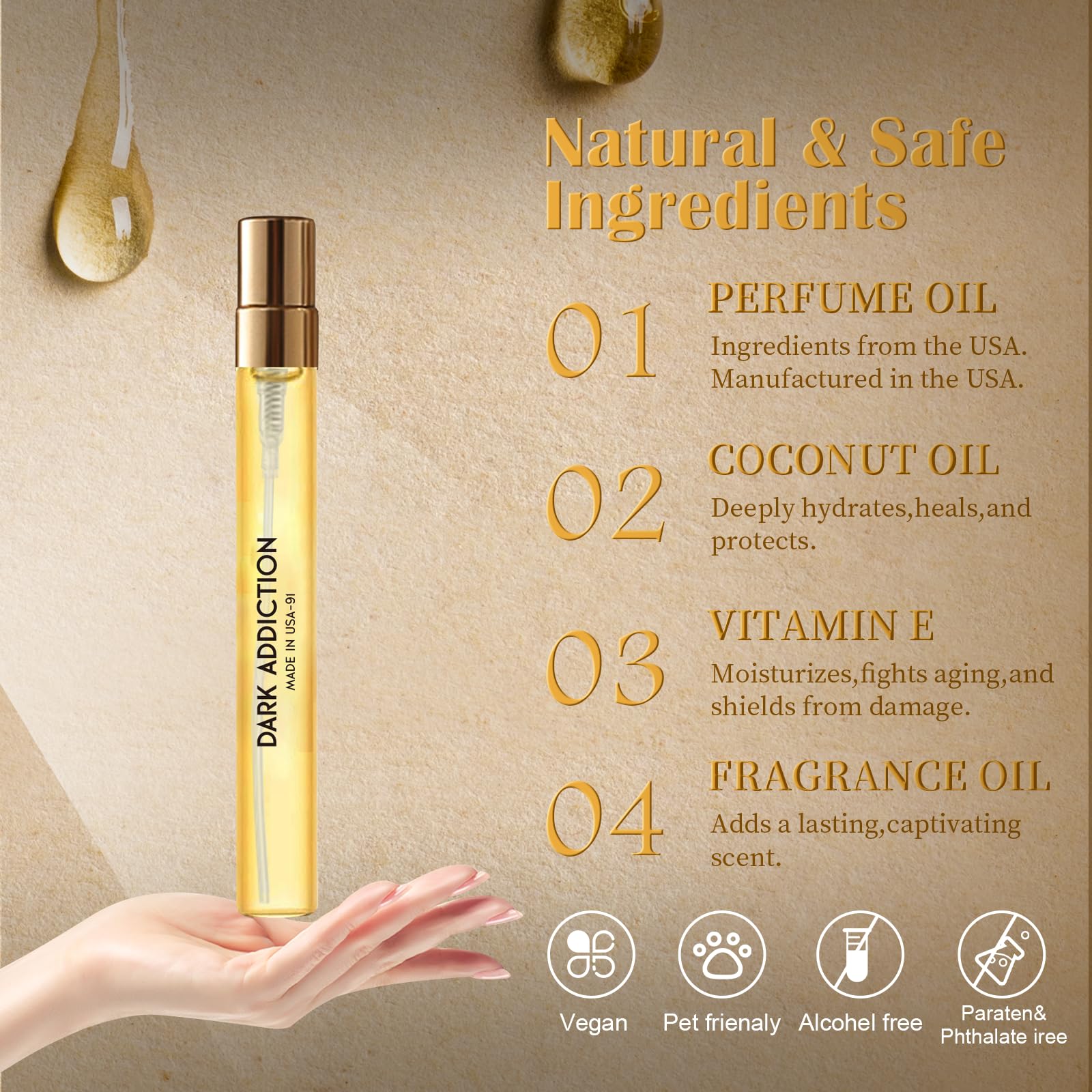 PUREU Dark Addiction pheromone oil close-up highlighting confidence-boosting notes for social occasions