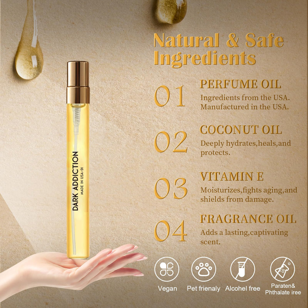 PUREU Dark Addiction pheromone oil close-up highlighting confidence-boosting notes for social occasions