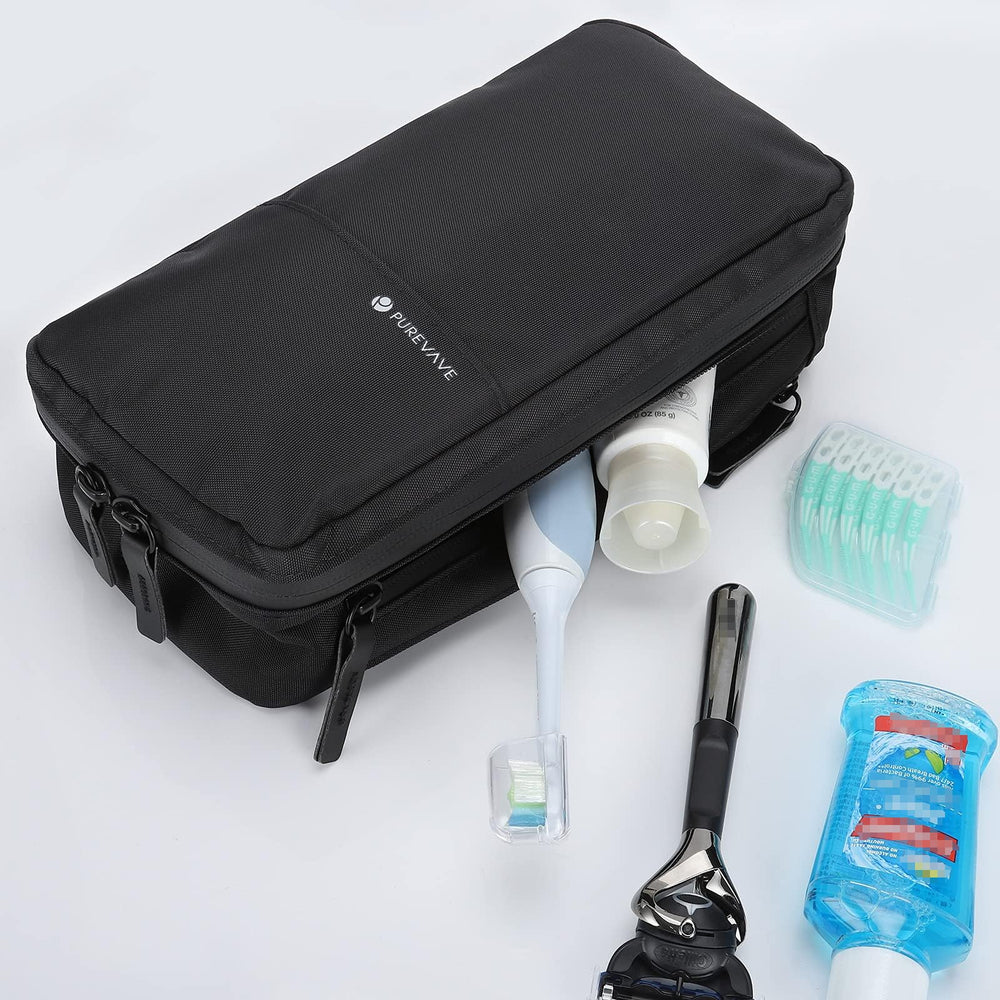 Purevave compact dopp kit hanging buckle lets you hang for easy access.
