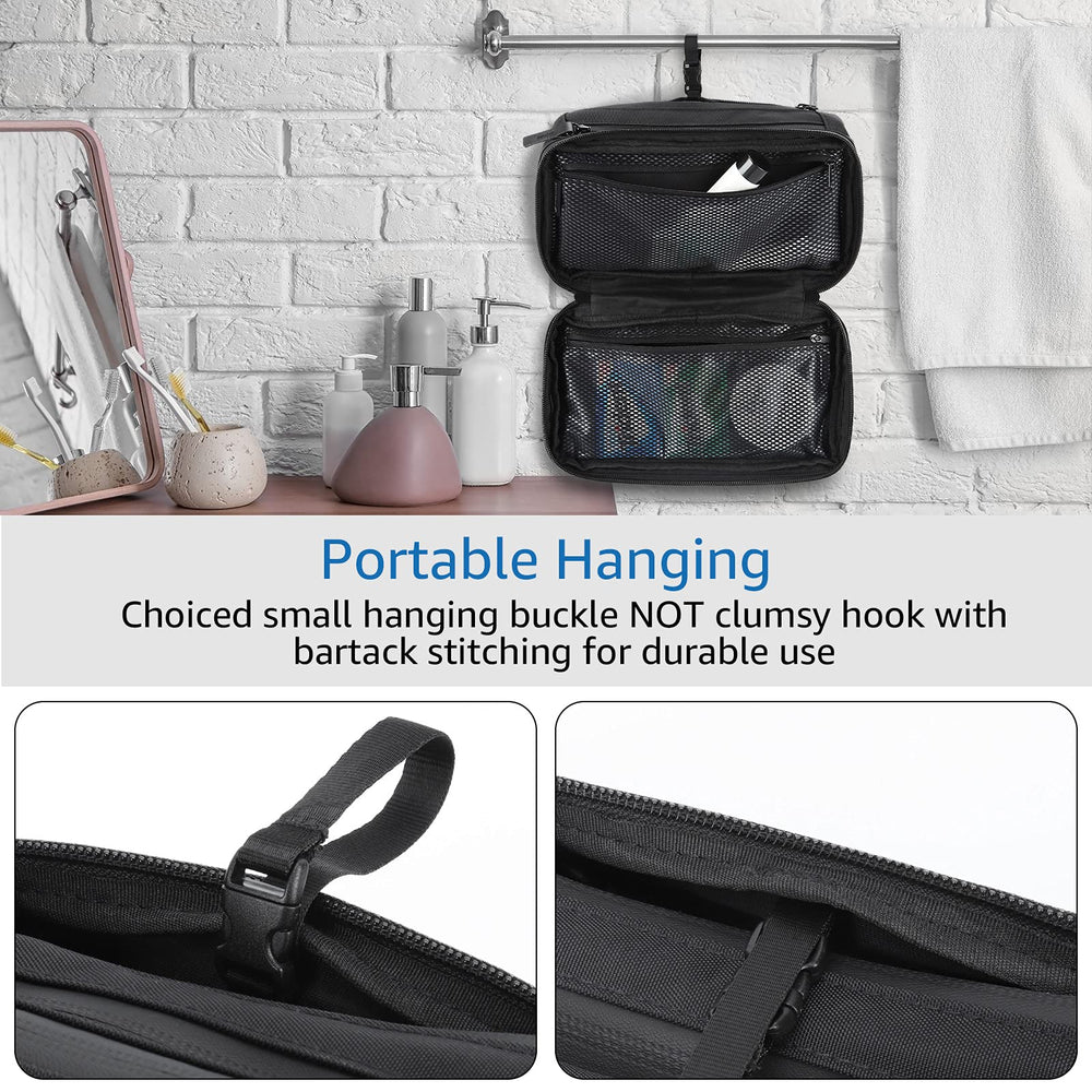 Purevave compact mens toiletry bag back compartment for creams, razors and more.