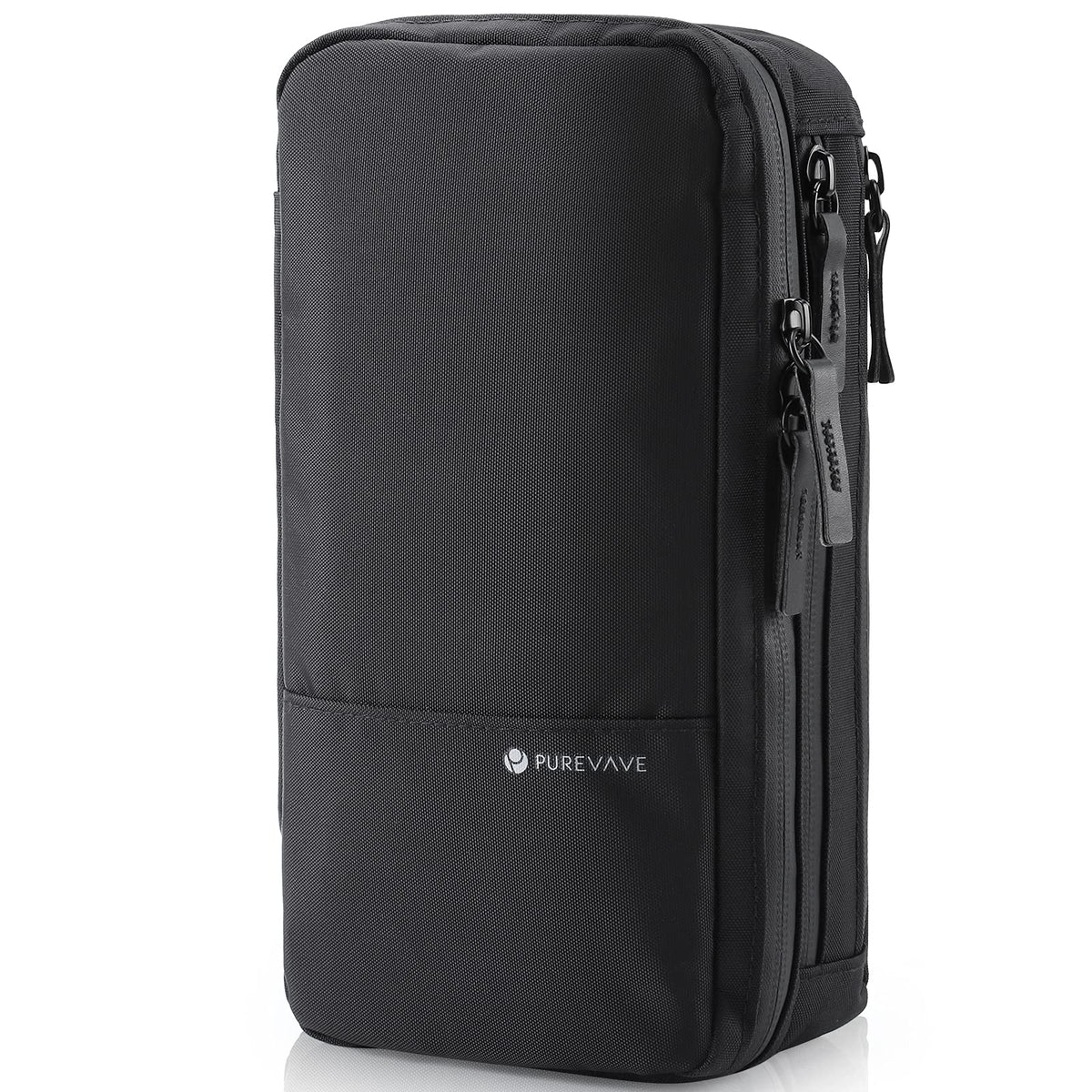 Purevave compact mens toiletry bag front view showing organized pockets for travel.