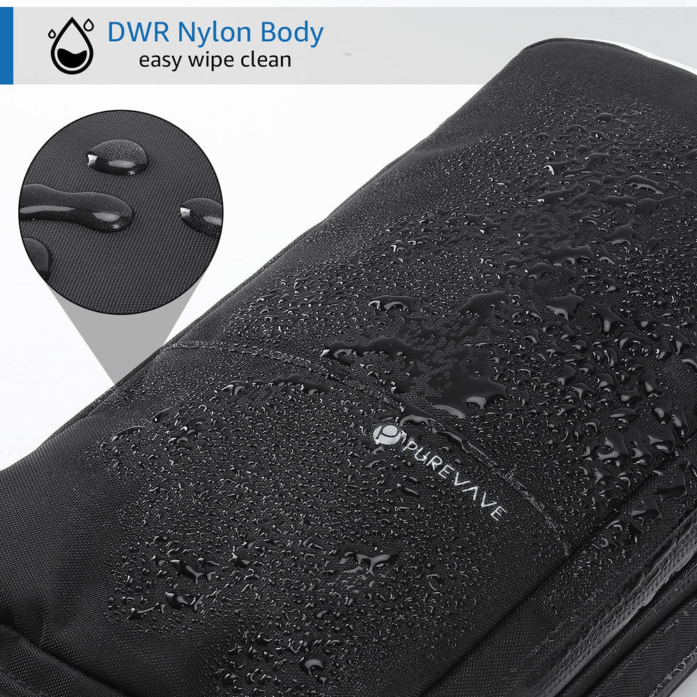 Purevave DWR nylon waterproof bag with zippers stays dry during travel.