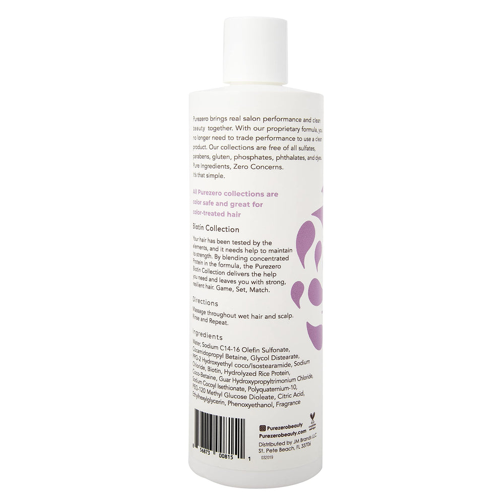 Purezero Clean ingredients packaging communicates zero sulfates, parabens, dyes, gluten.