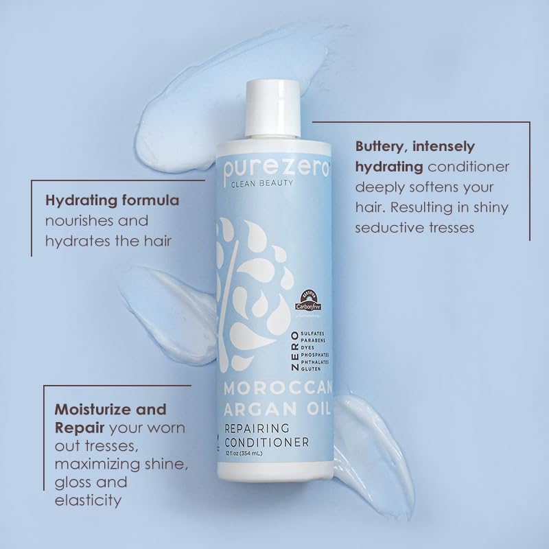 Purezero clean ingredients visual emphasizes vegan, zero-sulfate formulation for healthier hair.