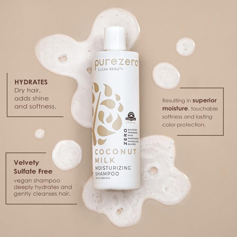 Purezero Coconut Milk Shampoo enhances hair hydration.