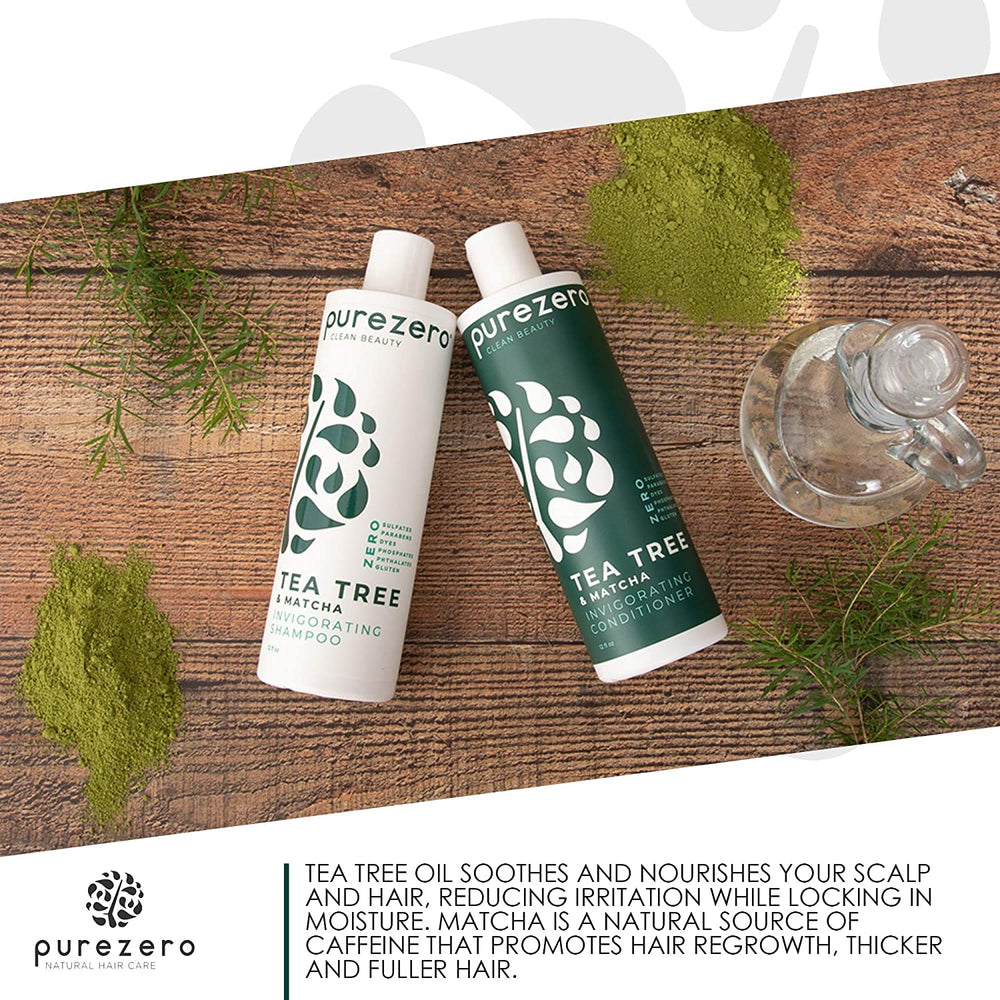 Purezero matcha caffeine closeup emphasizes natural energizing benefits.