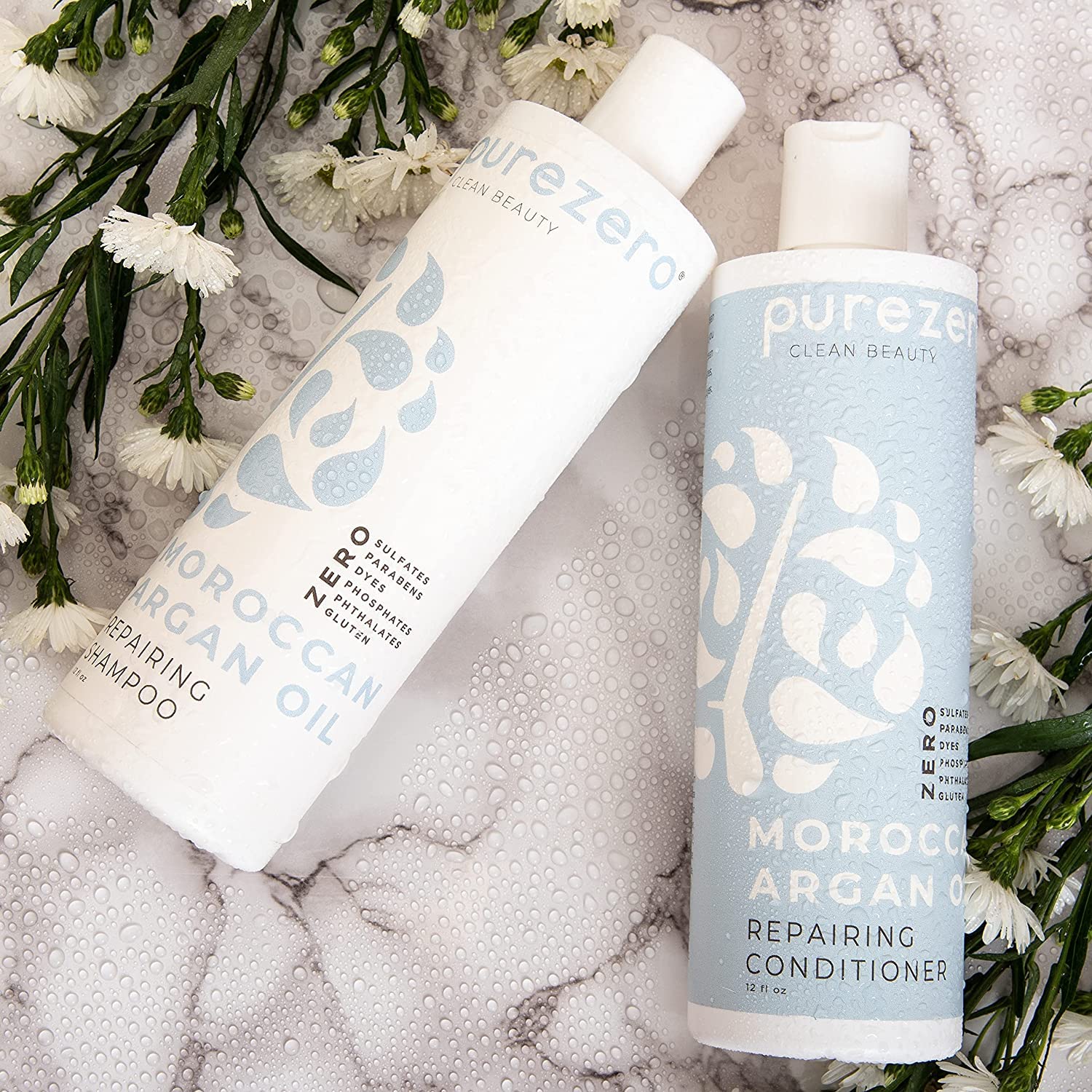 Purezero Moroccan Argan Oil Conditioner bottle front promises conditioning and frizz control.