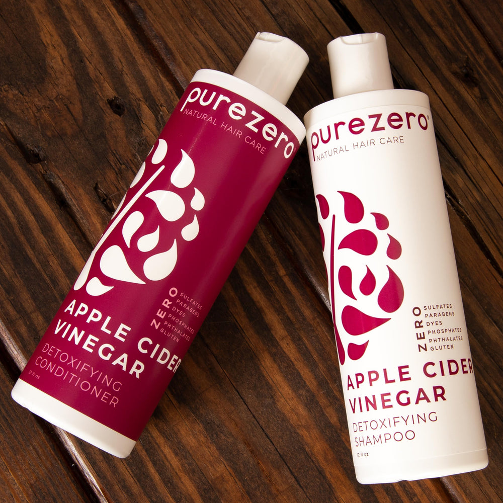 Purezero pH-balance bottle closeup highlights scalp-friendly formulation