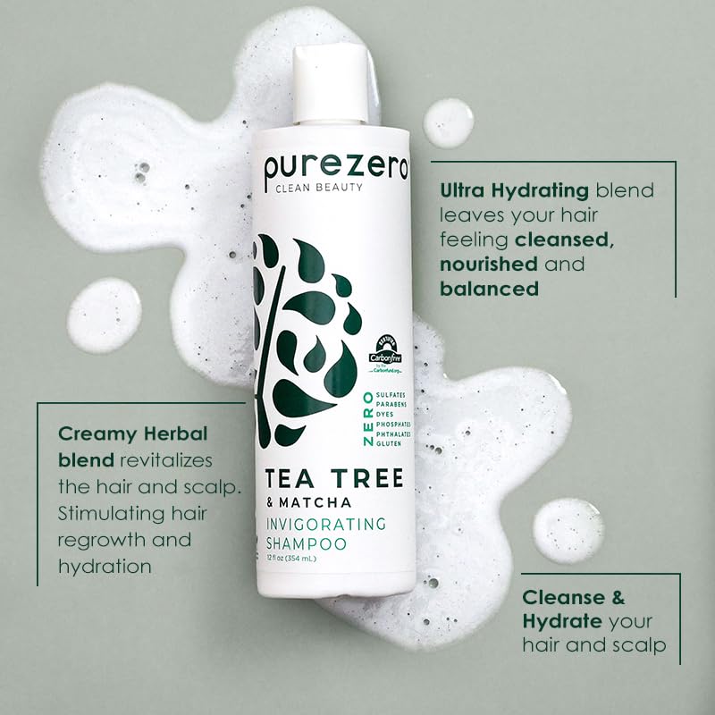 Purezero Tea Tree & Matcha conditioner bottle prepared for daily conditioning