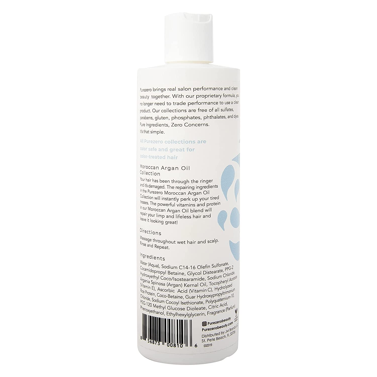 Purezero zero sulfates label communicates gentle cleansing.
