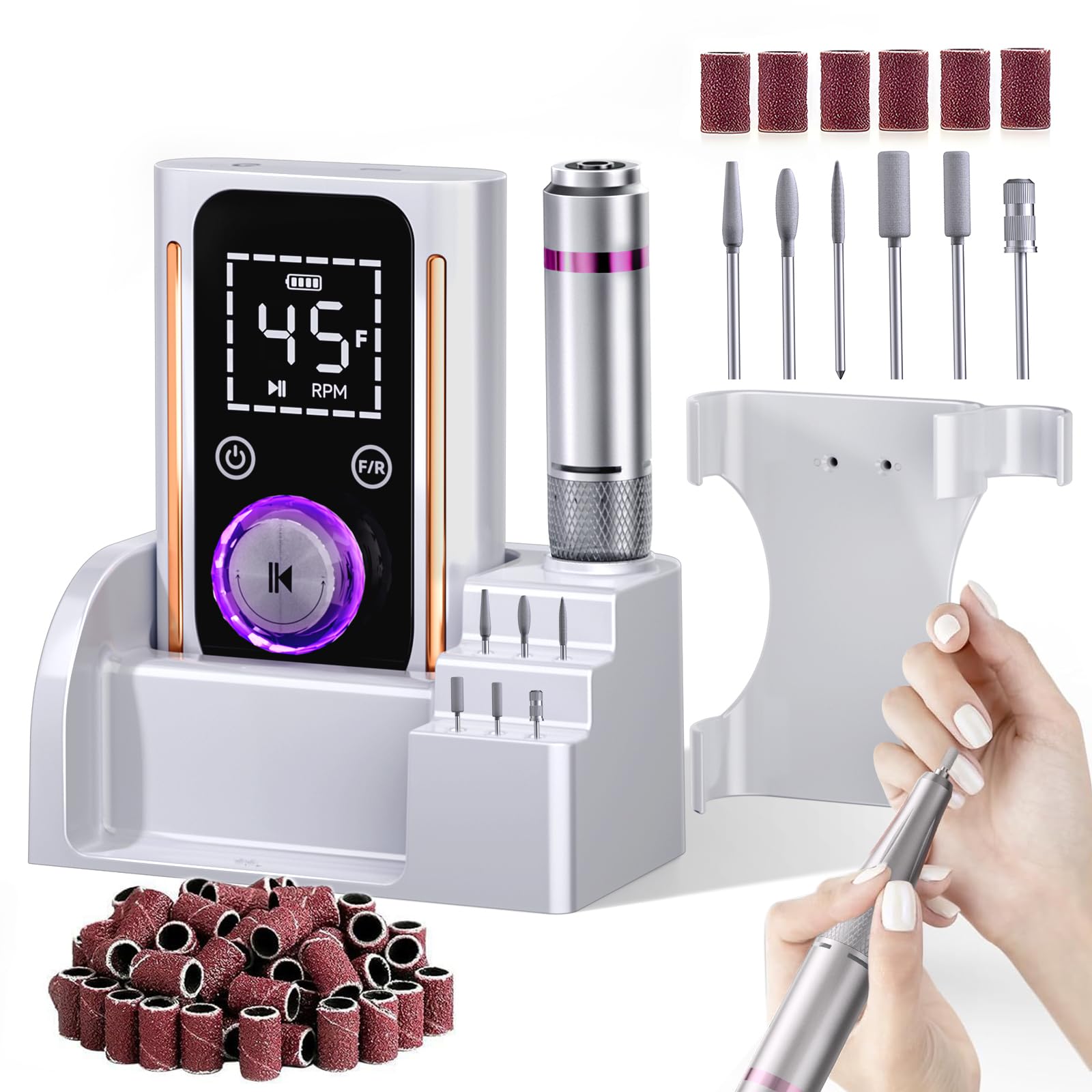 Puriom Nail Drill 45K RPM for fast acrylic shaping and polishing