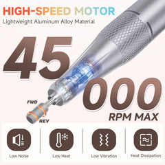 Puriom Nail Drill LED display shows speed for precise control