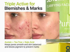PURITO azelaic acid serum ingredients label emphasizes clean, fragrance-free formulation.