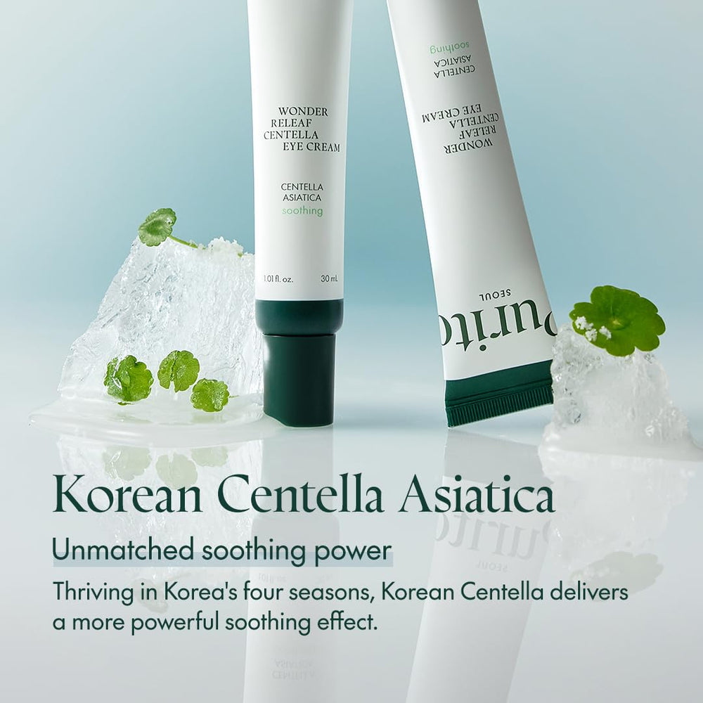 Packaging of PURITO Centella Eye Cream highlighting vegan and cruelty-free credentials.
