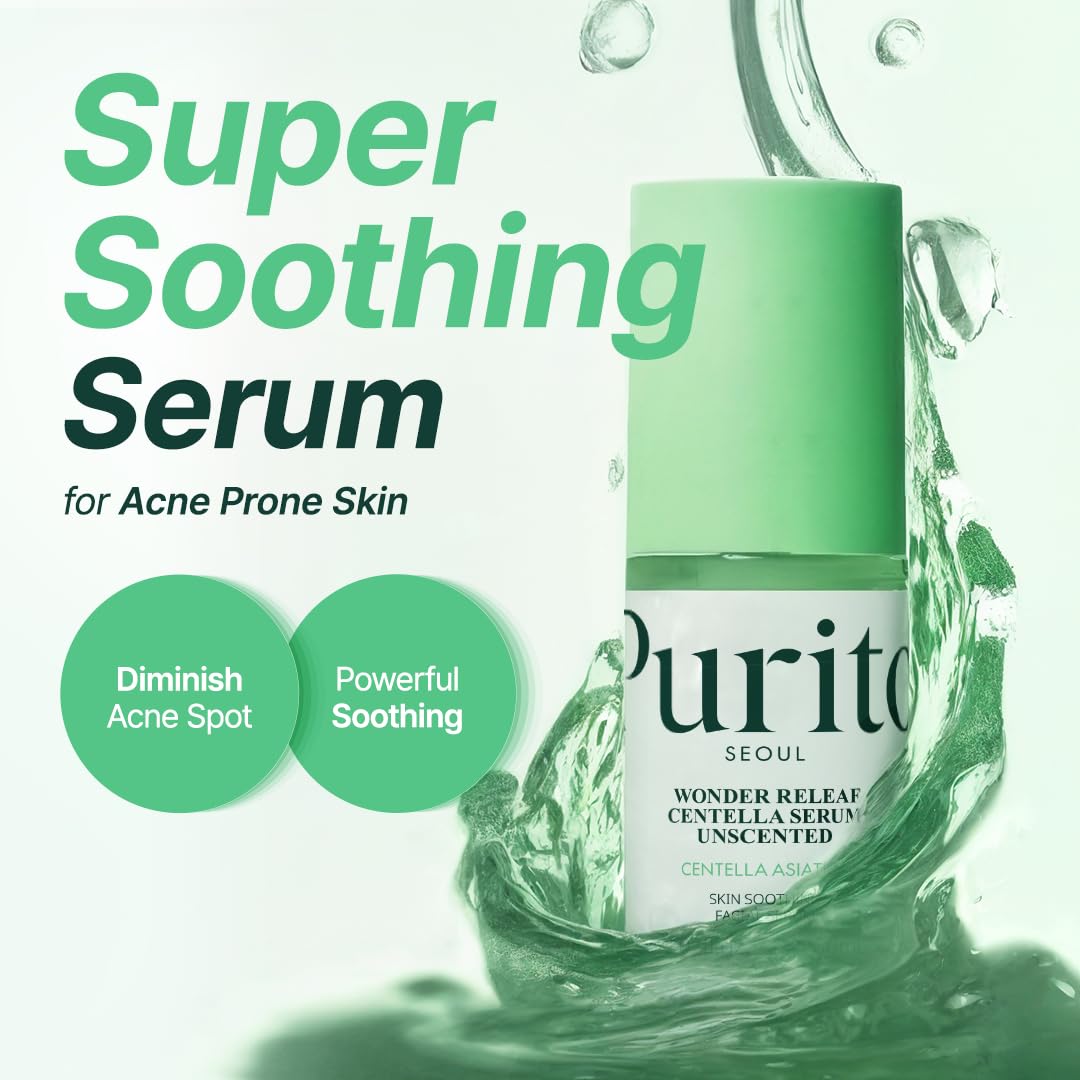 PURITO Centella Unscented Serum texture shot, silky gel that absorbs fast.