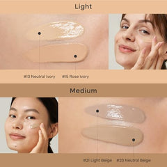 Purito Cica Clearing BB Cream Rose Ivory swatch on skin showing even tone.