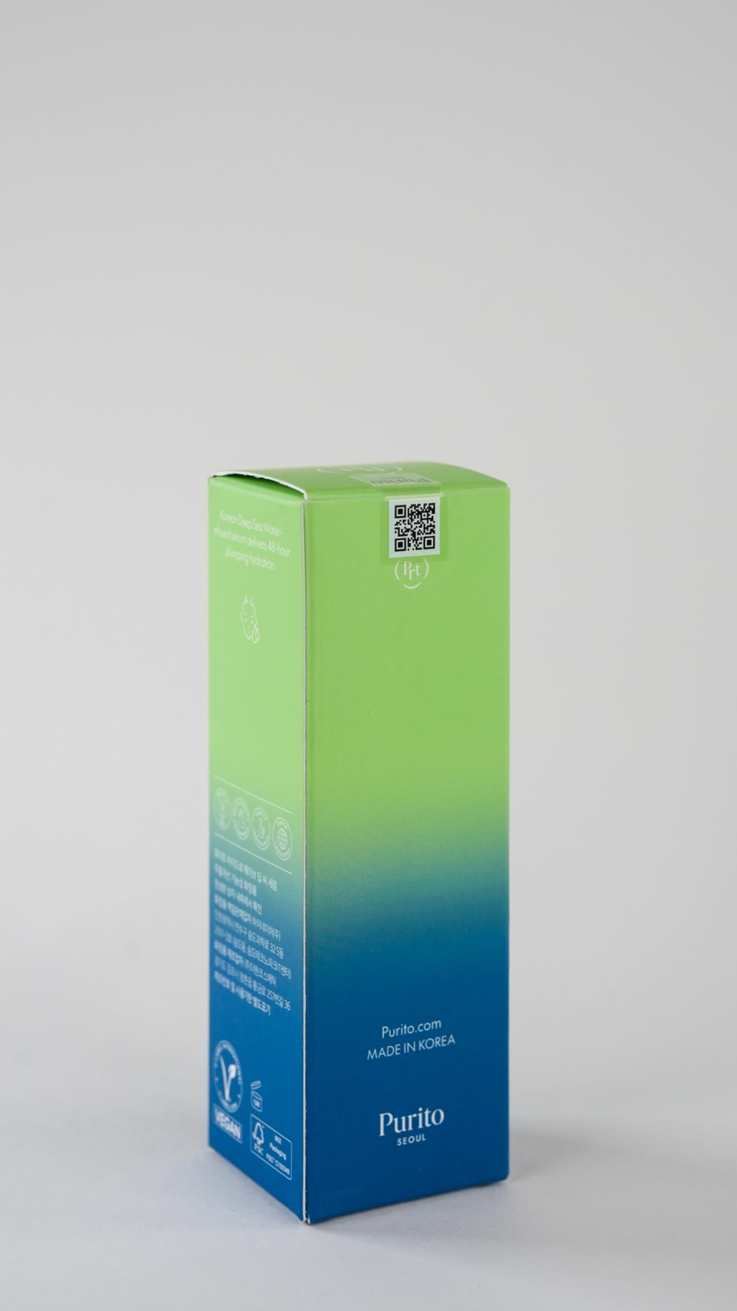 PURITO Deep Sea Serum box and bottle showcase premium, sea-inspired hydration branding.