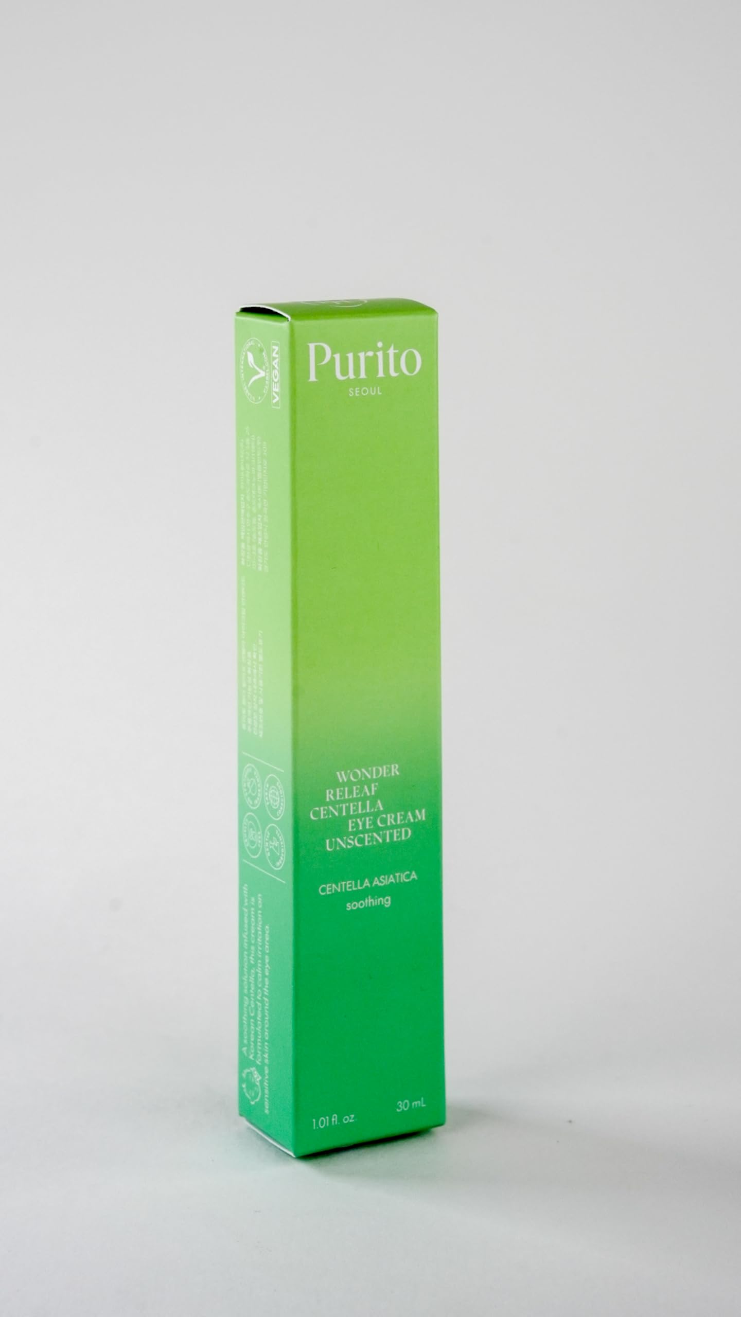 PURITO eye area depuffing routine image showing gentle massage