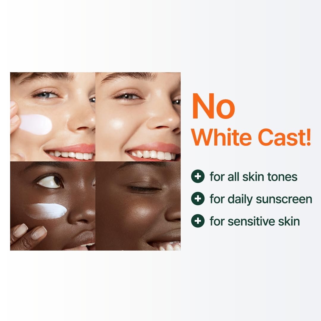 PURITO sunscreen SPF 50 demonstrates no white cast on diverse skin tones.