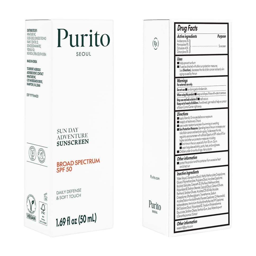 50 mL tube highlights compact daily sunscreen for travel and refill-friendly routines.