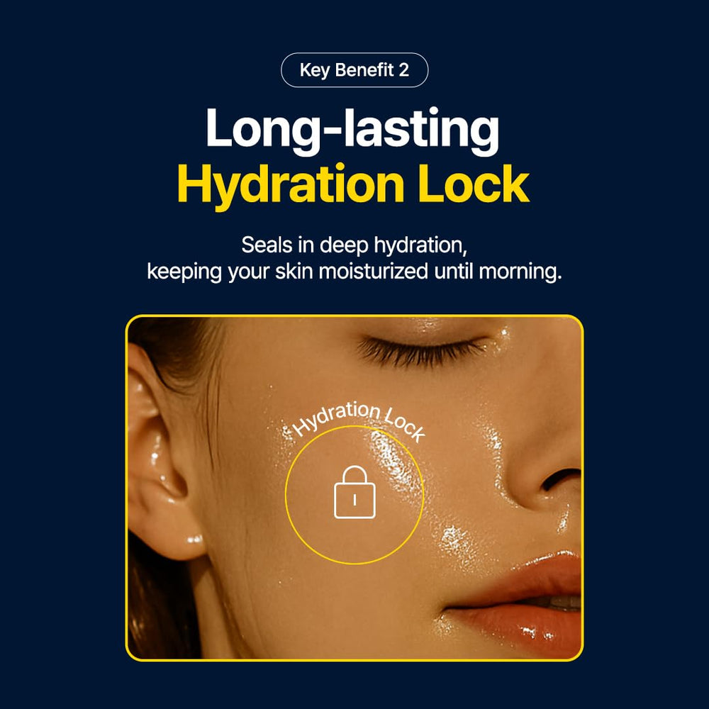 Applying Purito Luminous Ceramide Sleeping Pack during night routine with soothing seal on skin.
